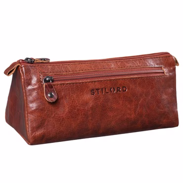 „Alexis“ Estuche Cuero Vintage Para Plumas 2 Compartimentos Cremallera