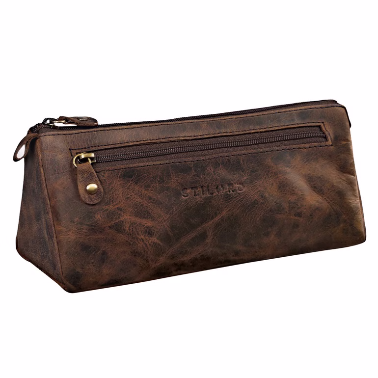 „Alexis“ Estuche Cuero Vintage Para Plumas 2 Compartimentos Cremallera