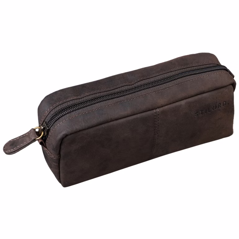 "Spencer" Estuche Cuero Vintage con Cremallera Organizador Cosméticos