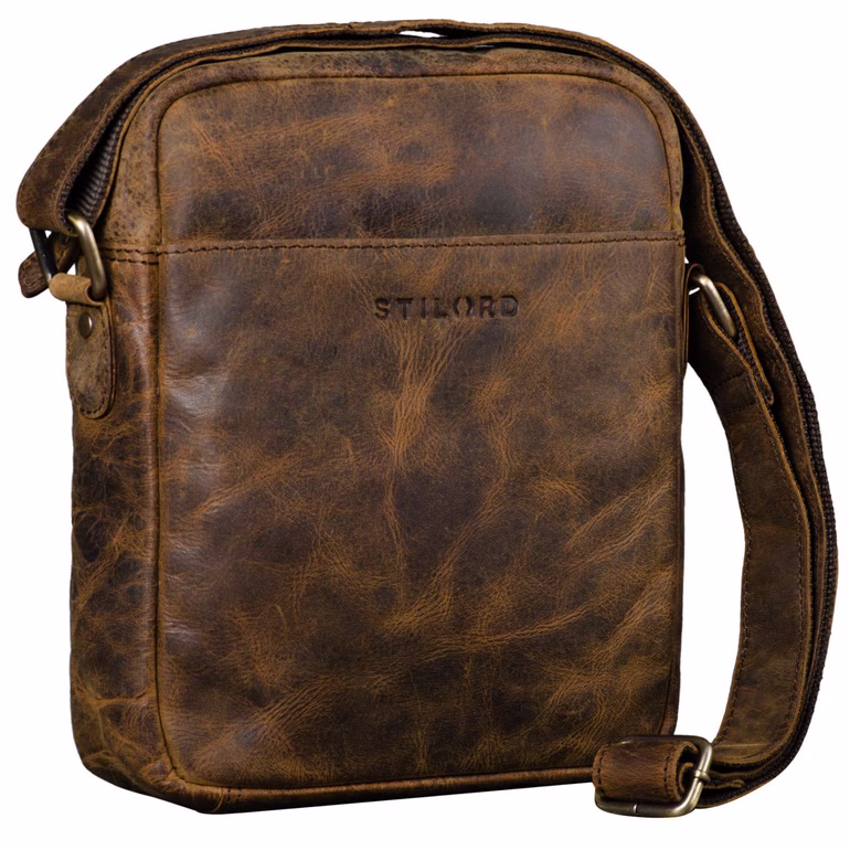 "Nils" Bolsa Vintage de Cuero para Hombre y Mujer Pequeña para Tablet