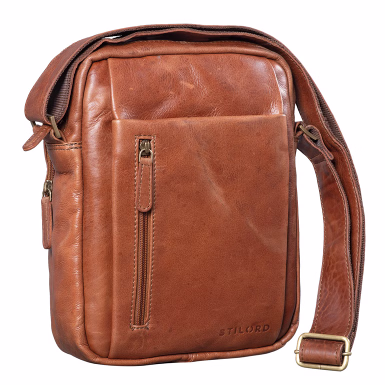 "Irving" Bolsa Vintage de Cuero Marrón Pequeña para Hombro 10.1"