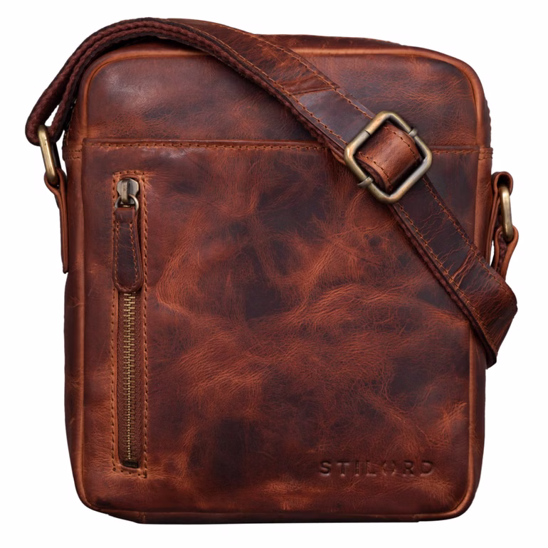 "Kennedy" Pequeña Bandolera Cuero Auténtico Vintage Messenger Hombro