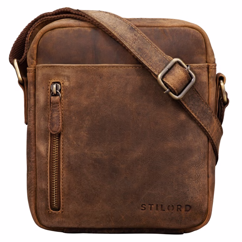 "Kennedy" Pequeña Bandolera Cuero Auténtico Vintage Messenger Hombro