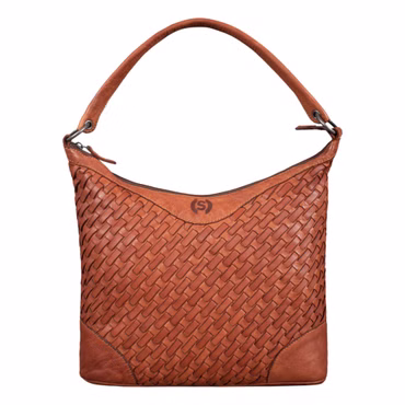 "Chiara" Bolso de Mano de Cuero Cognac Grande Shopper para Mujeres