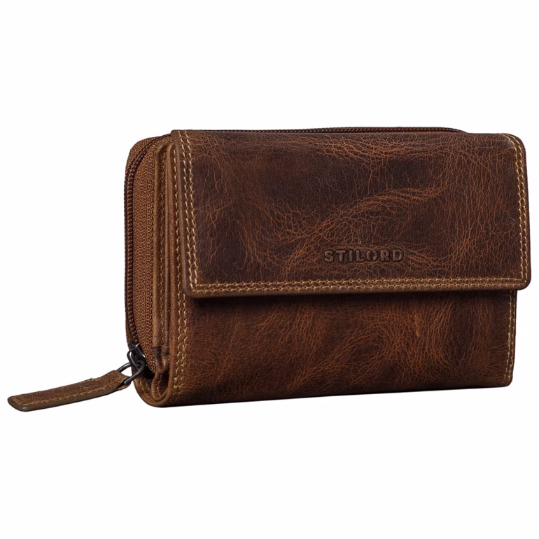 “Thea” Monedero Mujer De Cuero RFID Vintage Grande Cartera Mujer