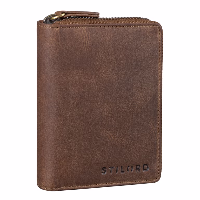 "Giannis" Billetera Mini Hombre Cuero RFID Vertical Vintage