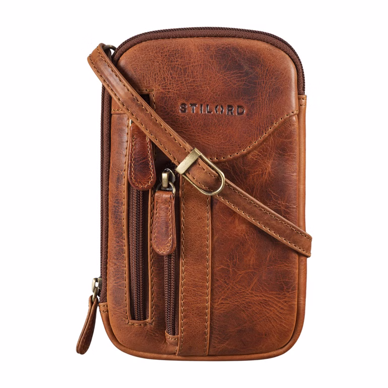 „Lane“ 3-en-1 Bolsa Para Teléfono De Cuero, Bandolera Y Pulsera Grande
