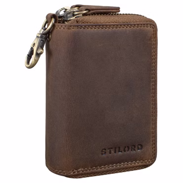 "Amell" Estuche de cuero para tarjetas con llavero