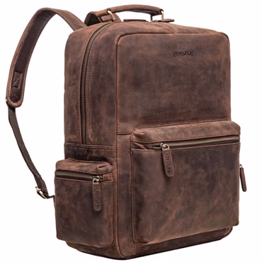 "Isa" Mochila de profesor de cuero grande Vintage