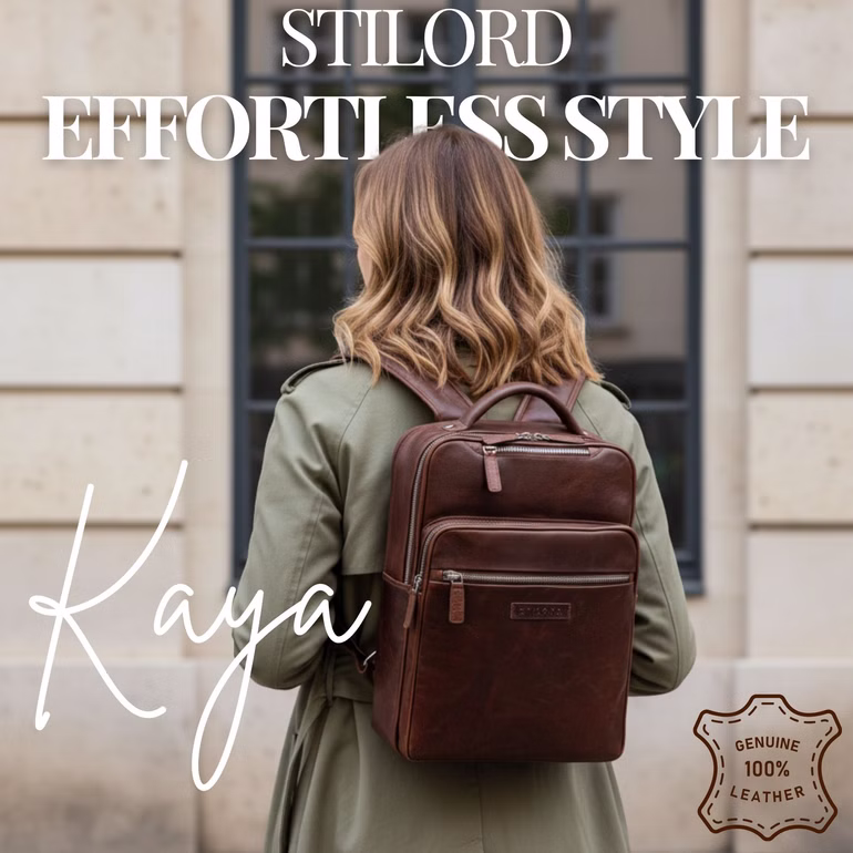 "Kaya" Mochila Cuero Mujer Premium Compartimento Ordenador Portátil 14 Pulgadas "Kaya" Mochila Cuero Mujer Premium Compartimento Ordenador Portátil 14 Pulgadas