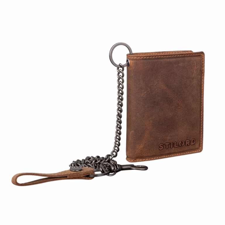 "Mick" Cartera Hombre Cuero con Cadena y Protección RFID Vintage "Mick" Cartera Hombre Cuero con Cadena y Protección RFID Vintage