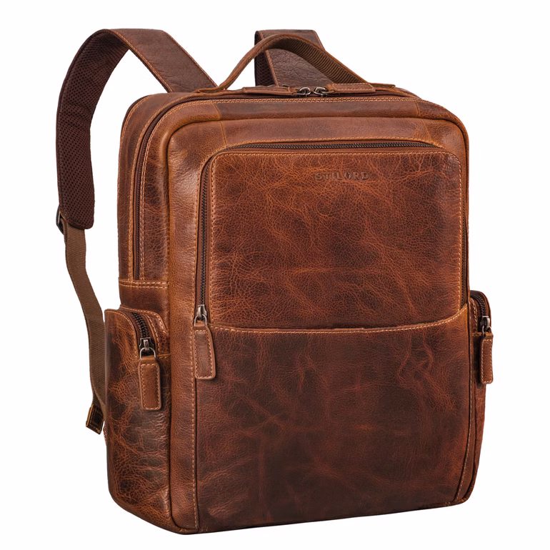 "Gino" Mochila de cuero empresarial para hombres y mujeres