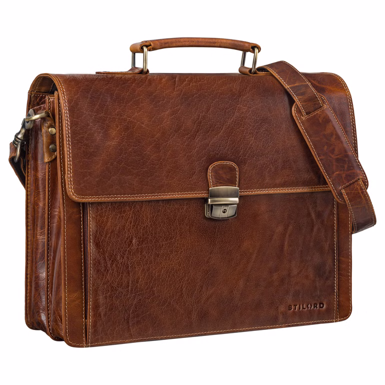 "Stanley" Maletín De Cuero Para Hombre Con Cerradura Para Laptop 17"