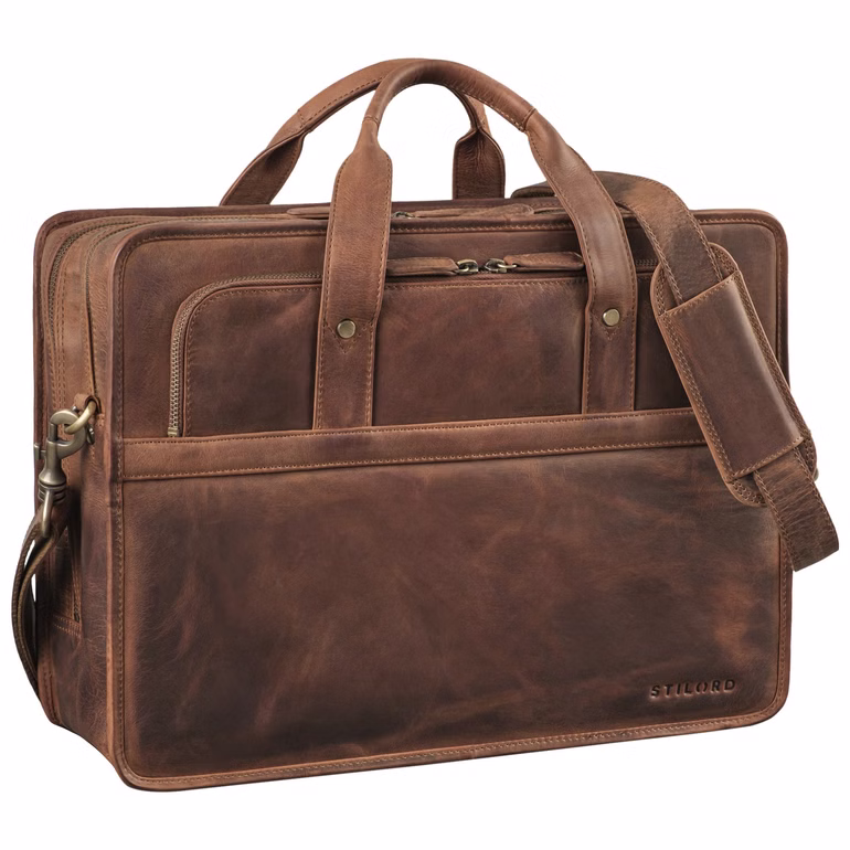 "Paolo" Bolso De Trabajo Para Hombre Cuero Maletín Grande porta Laptop 15,6"