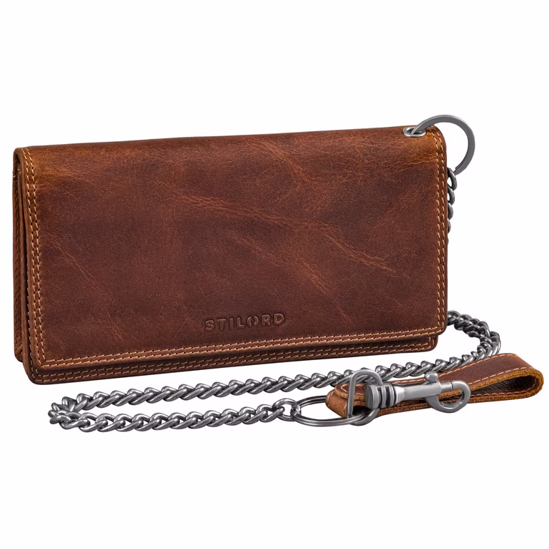 "Leonidas" Cartera Hombre Cuero con Cadena Protección RFID Vintage "Leonidas" Cartera Hombre Cuero con Cadena Protección RFID Vintage