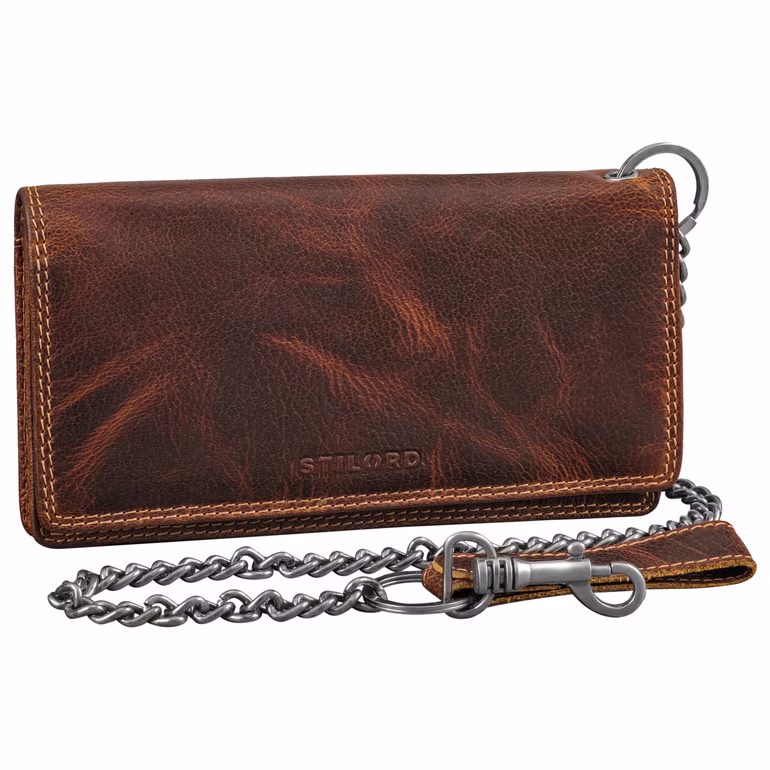"Leonidas" Cartera Hombre Cuero con Cadena Protección RFID Vintage "Leonidas" Cartera Hombre Cuero con Cadena Protección RFID Vintage