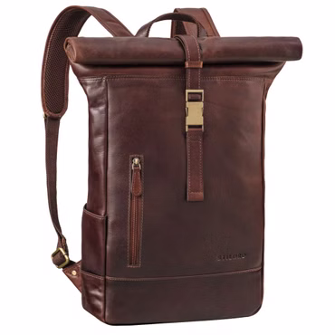 "Harriet" Mochila Vintage Rolltop de Cuero Laptop 15-17"