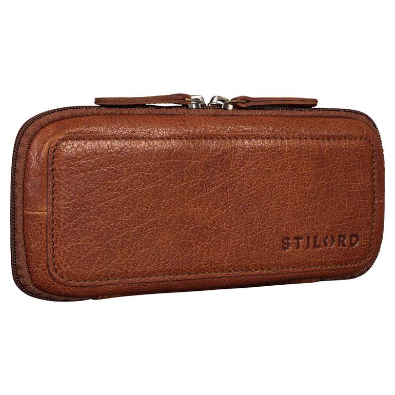 "Scotty" Estuche de cuero Vintage con cremallera