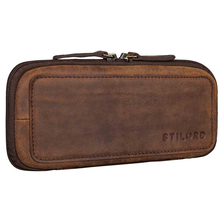 "Scotty" Estuche de cuero Vintage con cremallera