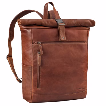 "Lutz" Mochila XL Rolltop de Cuero para Hombre con Laptop 16-17,3"
