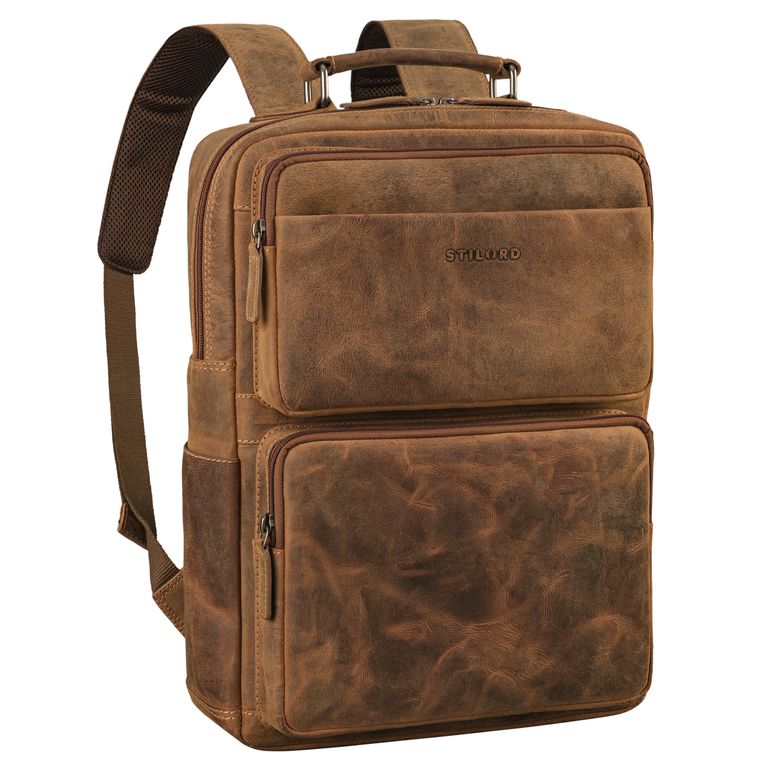 "Roman" Mochila Piel Hombre Grande Portatil 15-15.6 Pulgadas