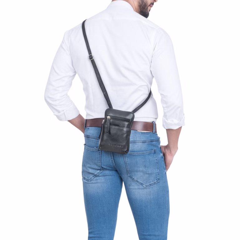 „Indie“ Bolso Pequeño Cuero Vintage Para Cuello Mujer Hombre Festival