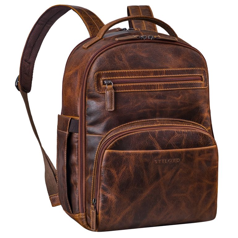 "Paco" Premium Business Backpack Men Leather Large XL - Mochila para portátil de 15,6 pulgadas