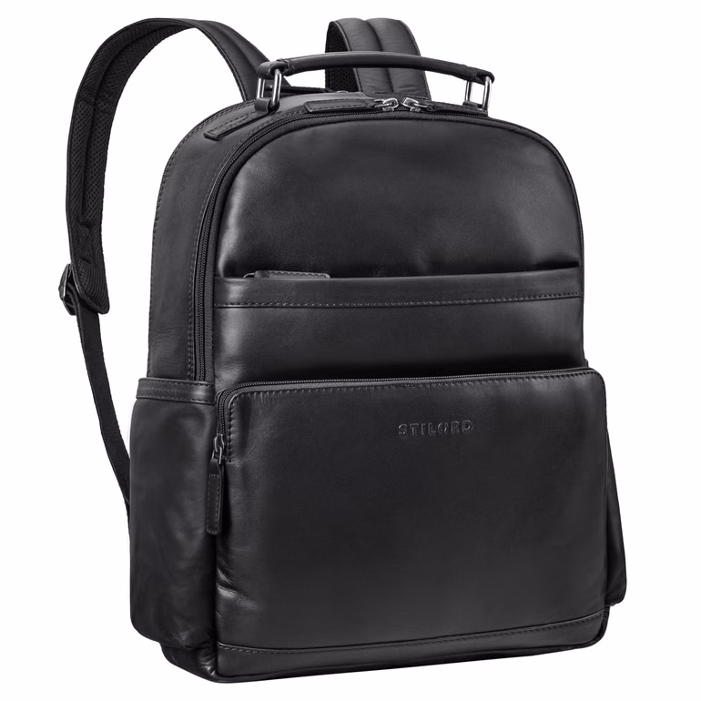 "Valens" Premium Mochila de Cuero Hombre Grande con Asa Estilo 16 Pulgadas