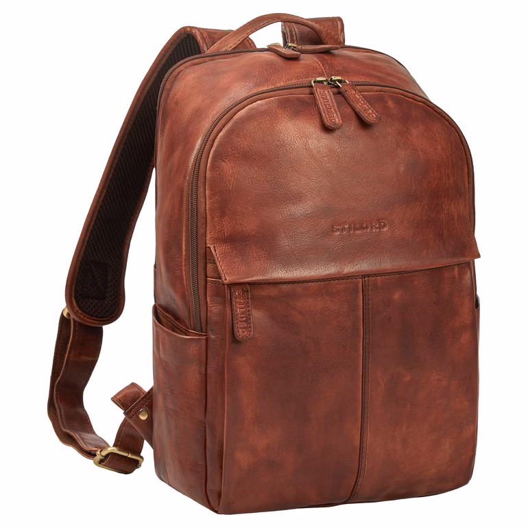 "Marino" Mochila Cuero Genuino Hombre y Mujer Mediano 13 - 14 Pulgadas Mochila Portátil