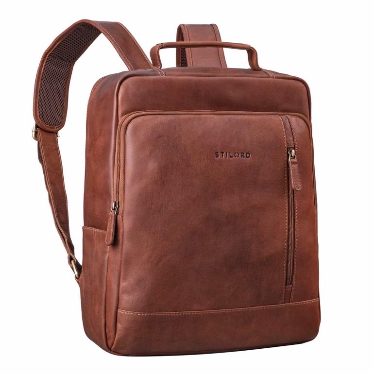 "Soline" Vintage Mochila de Cuero Mujer con Compartimento Ordenador 15.6 - 16 Pulgadas 