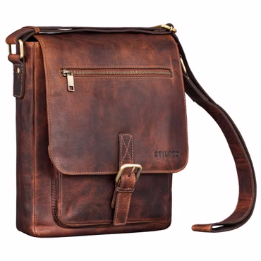"Renato" Bolso Clásico de Cuero para Hombre Mediano Tipo Bandolera