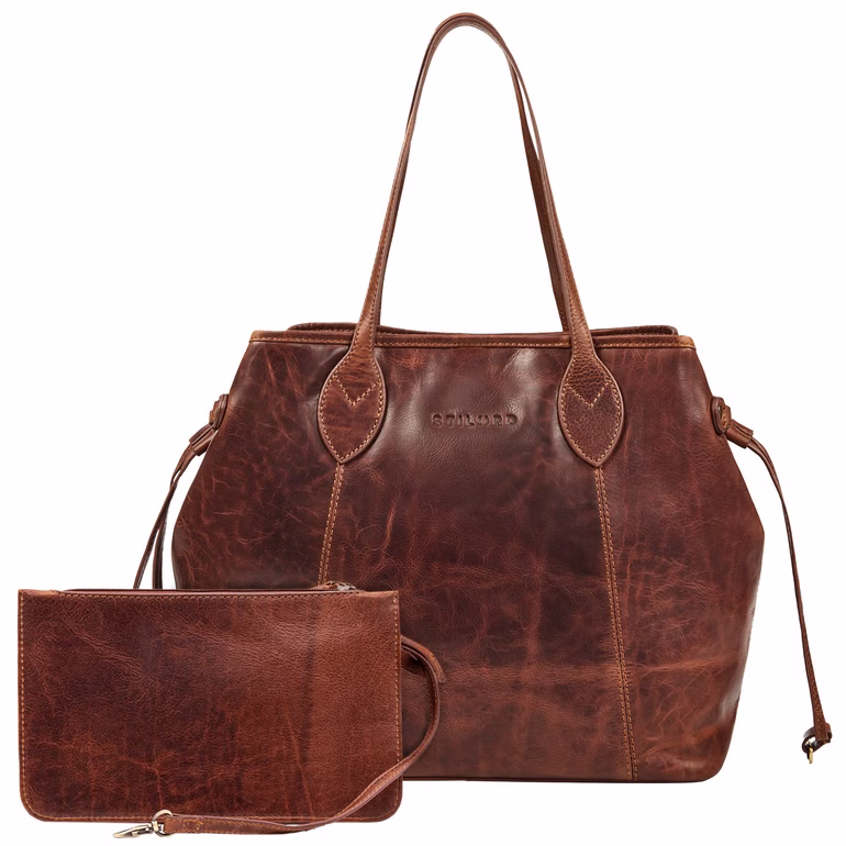 "Camelia" 2pcs Set Bolso Shopper Mujer Piel con Monedero Carteras