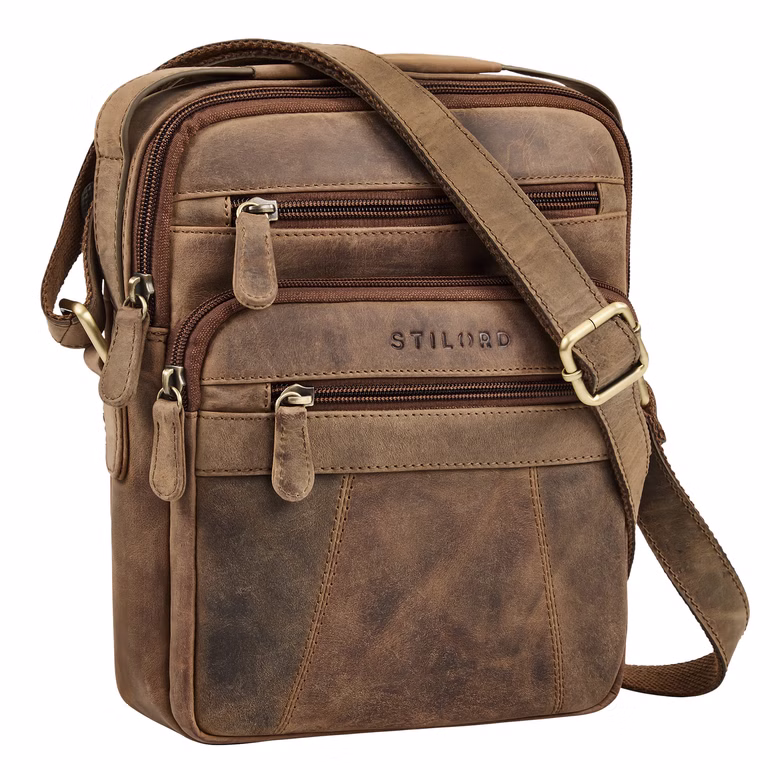 "Omar" Pequeño Bolso Hombre Piel Messenger Bag para Tablet de 8,4 Pulgadas