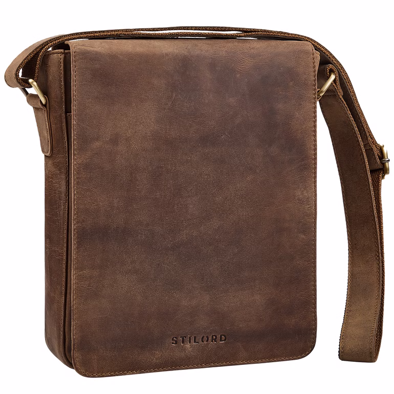 "Cosmo" Vintage Mariconera Piel Auténtico para Hombres Mediana Compacta