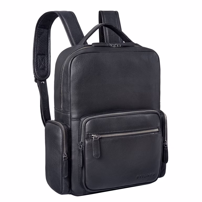 STILORD "Polino" Mochila hombre cuero auténtico trabajo portátil 15.6 pulgadas