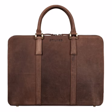 "Leonora" Maletín de Cuero Vintage Delgada Bolso Trabajo Mujer Ordenador Portátil 15,6 - 16