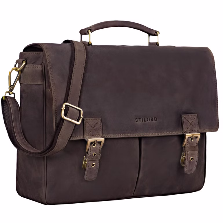 "Toledo" Maletín de Piel Vintage Grande para Hombre para Portátiles de 15,6 Pulgadas "Toledo" Maletín de Piel Vintage Grande para Hombre para Portátiles de 15,6 Pulgadas