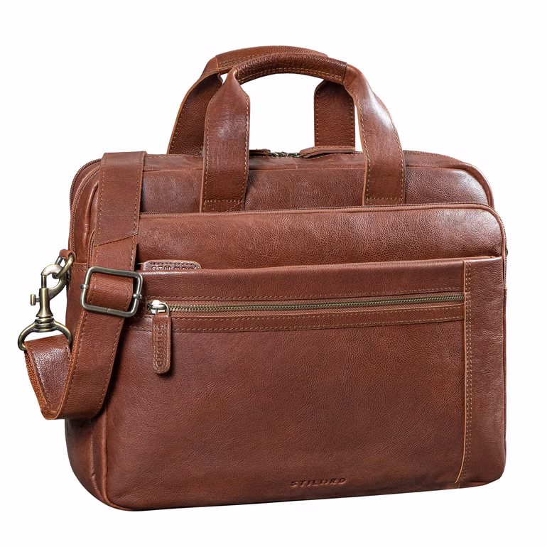 "Alberto" Bolso Bandolera de Piel Maletín Portátil 15,6'' para Hombre