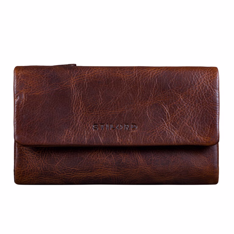 "Lena" XL Monedero Piel Mujer Grande con Solapa,  Monedero , Protección RFID, muchos Compartimentos para Tarjetas