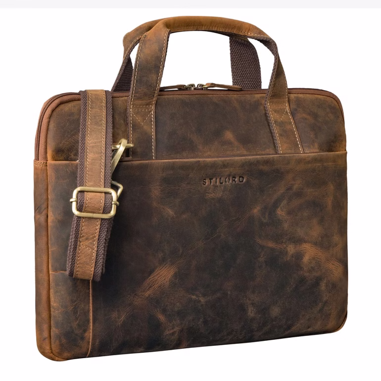 "Cornelius" Bolso Vintage Delgado para Portátil 15-16 Pulgadas Cuero Hombre