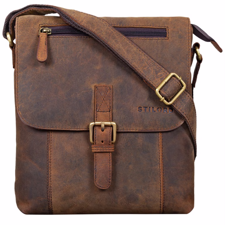 "Matthias" Bolso De Cuero Hombre Vintage Bandolera 10 1 Pulgadas