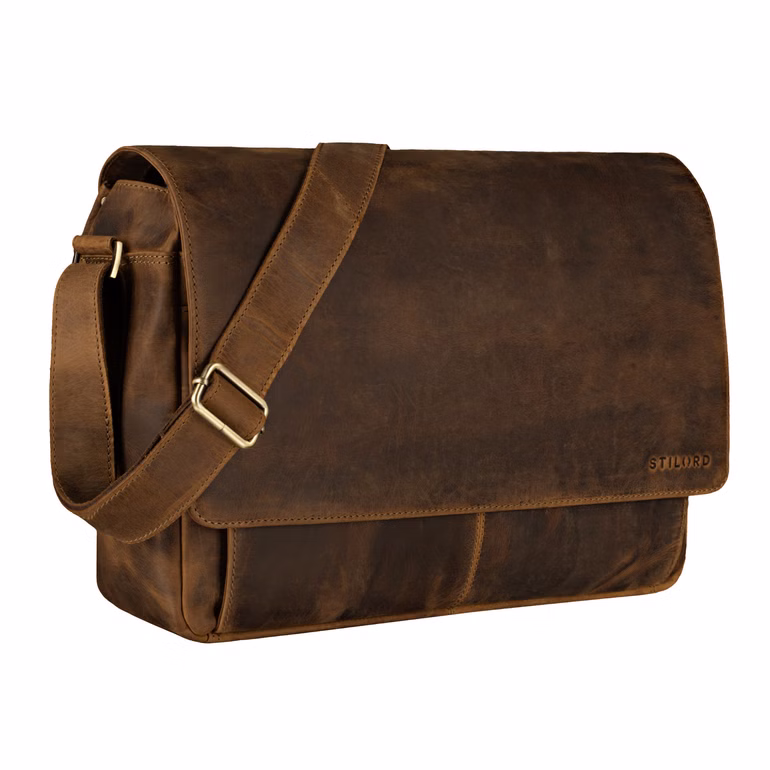 "Lonzo" Bolsa Vintage De Cuero De Búfalo Messenger Bag
