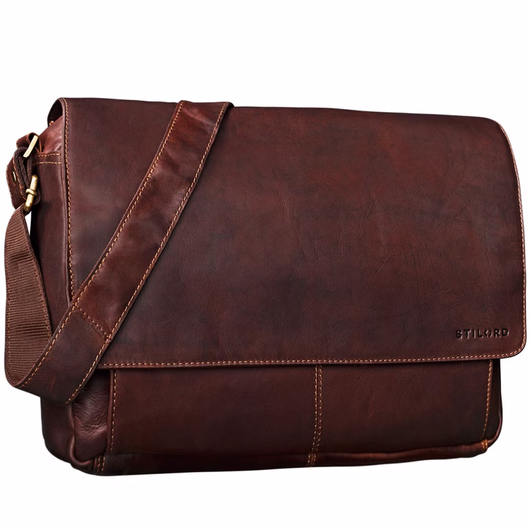 "Lonzo" Bolsa Vintage De Cuero De Búfalo Messenger Bag