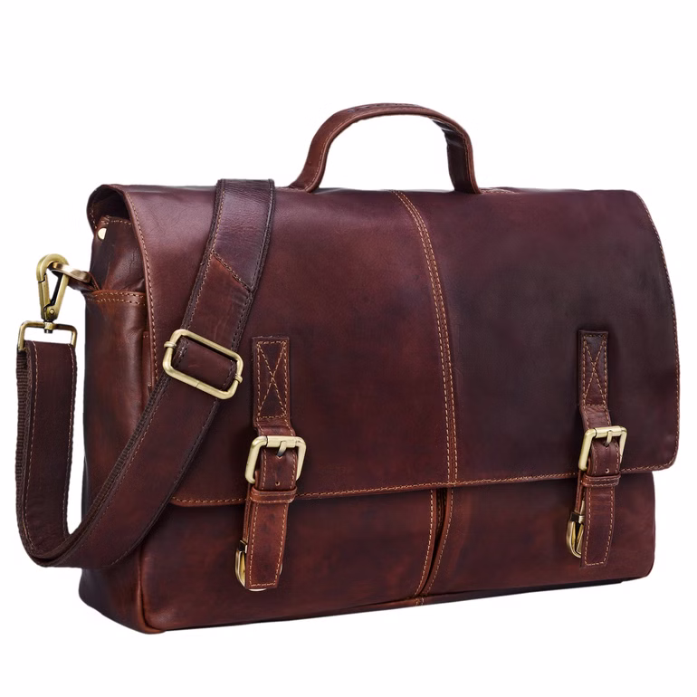 "Manuel" Maletín Cuero Para Hombre Grande Vintage Con Correa De Hombro