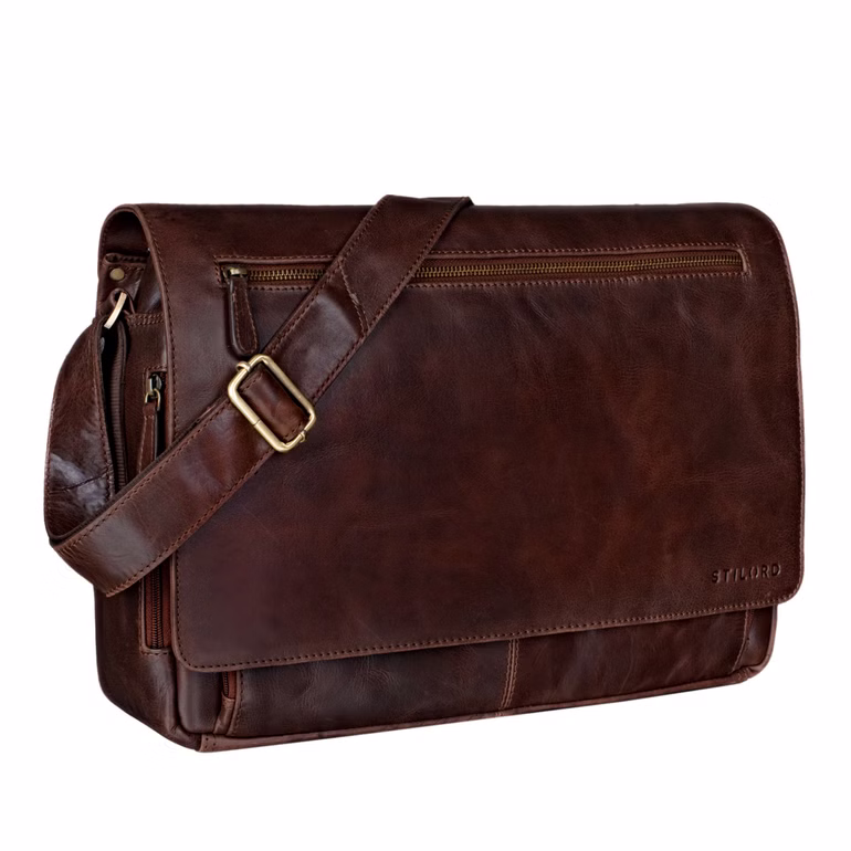 "Jan" Bolsa De Cuero Para Laptop 15,6" Para Hombre Y Mujer De Hombro