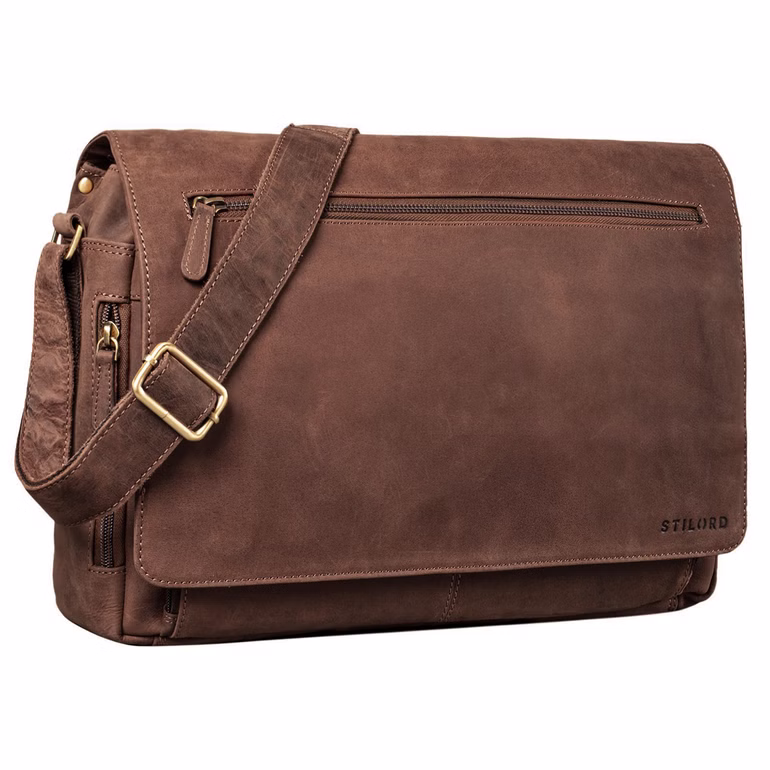 "Jan" Bolsa De Cuero Para Laptop 15,6" Para Hombre Y Mujer De Hombro