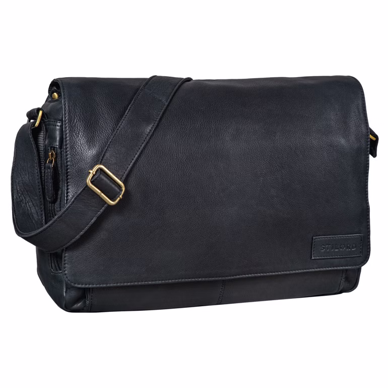 "Rick" Bolso De Cuero Para Laptop 15,6" Bandolera