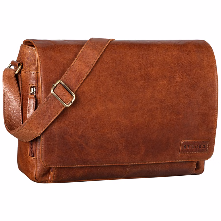 "Rick" Bolso De Cuero Para Laptop 15,6" Bandolera