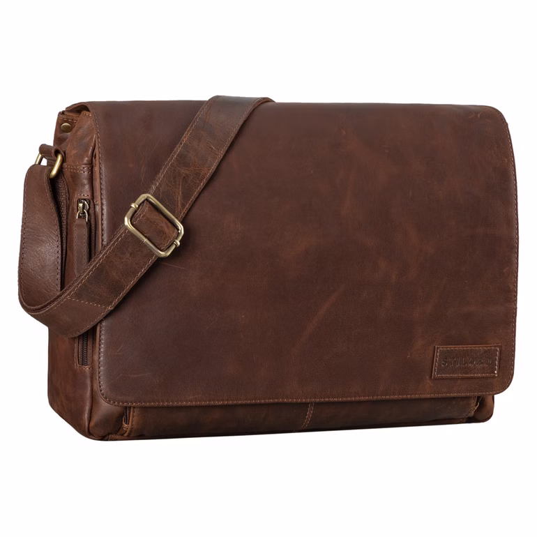 "Rick" Bolso De Cuero Para Laptop 15,6" Bandolera