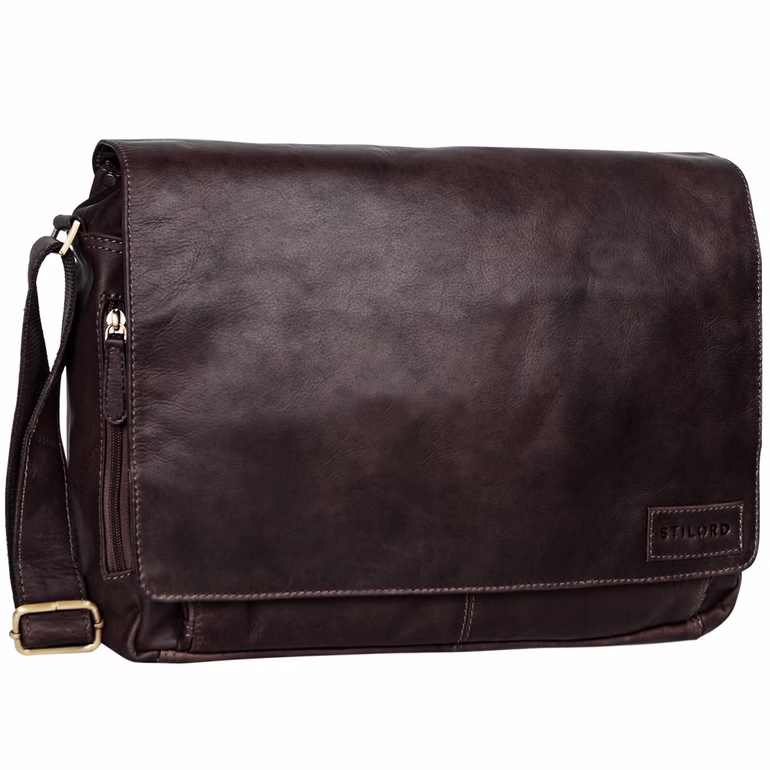"Rick" Bolso De Cuero Para Laptop 15,6" Bandolera